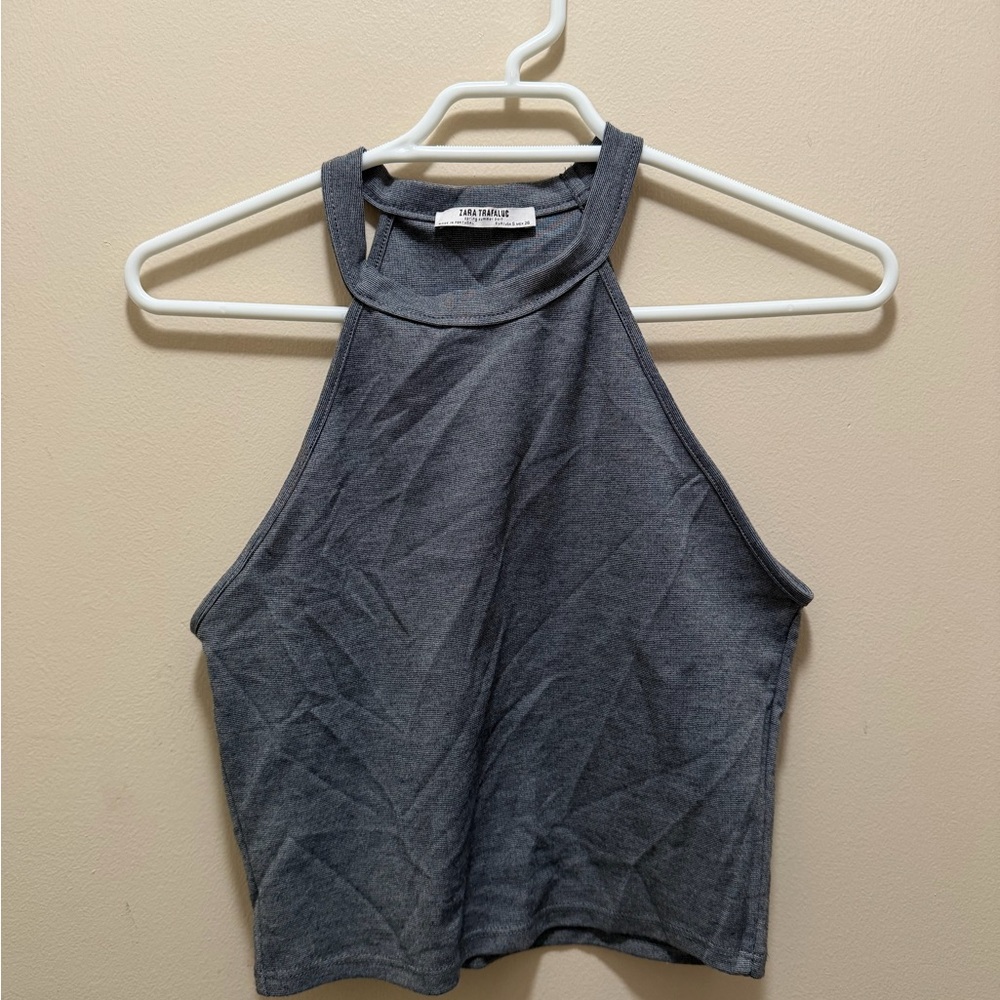 Zara Charcoal Halter Crop Top